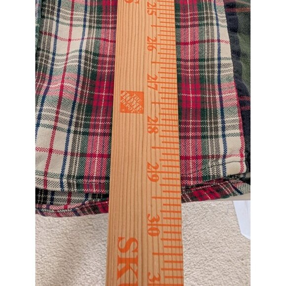 Tommy Hilfiger Patchwork Plaid Shirt Mens Size Medium Red Preppy Long Sleeve 90s - Picture 10 of 10